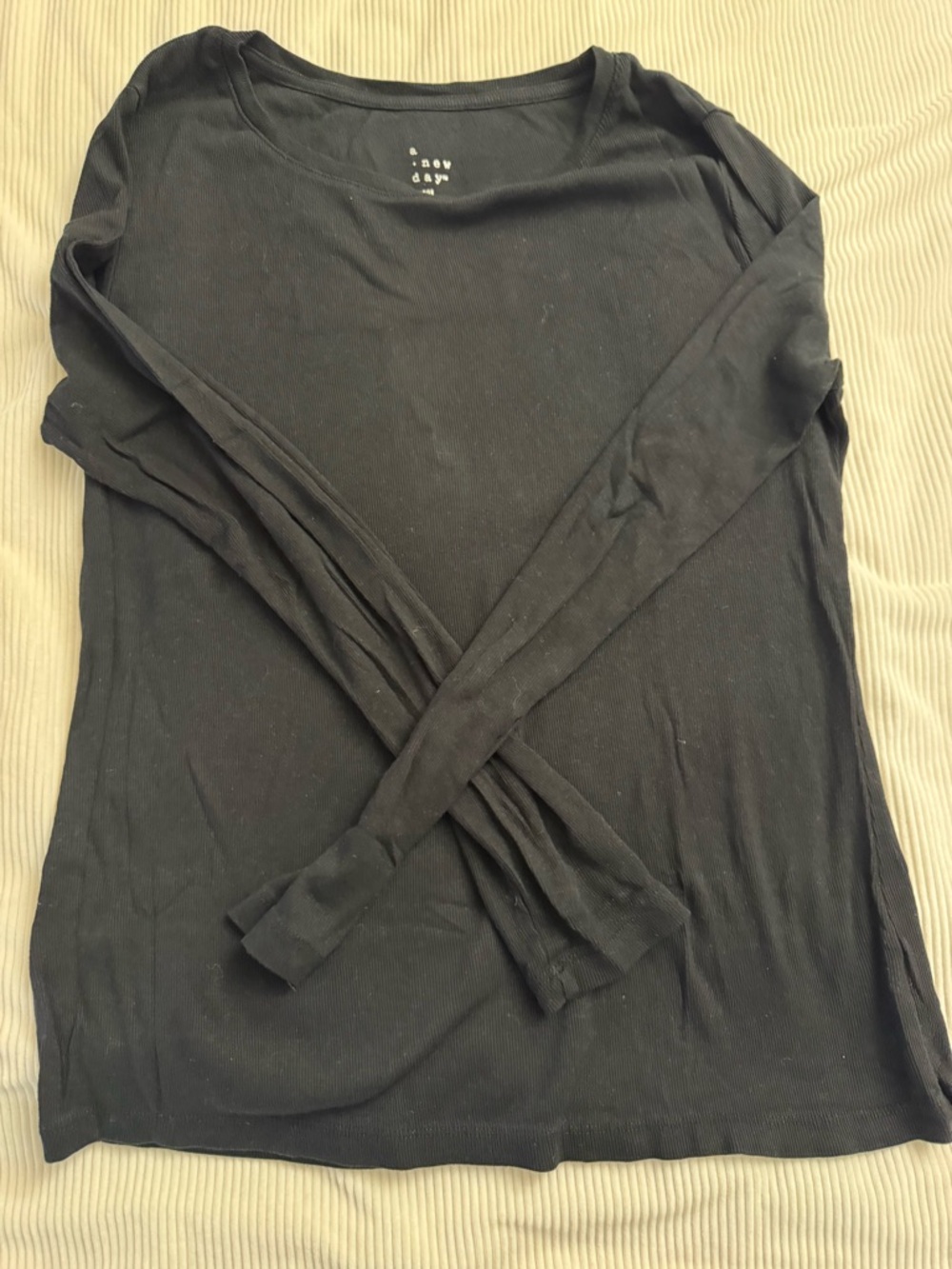 a new day Black Ribbed Long Sleeve Tee